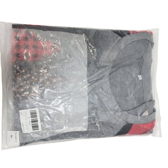 Plus Size Christmas Sweatshirt Womens Raglan Tee Buffalo Plaid & Leopard SZ 4XL - Picture 8 of 8